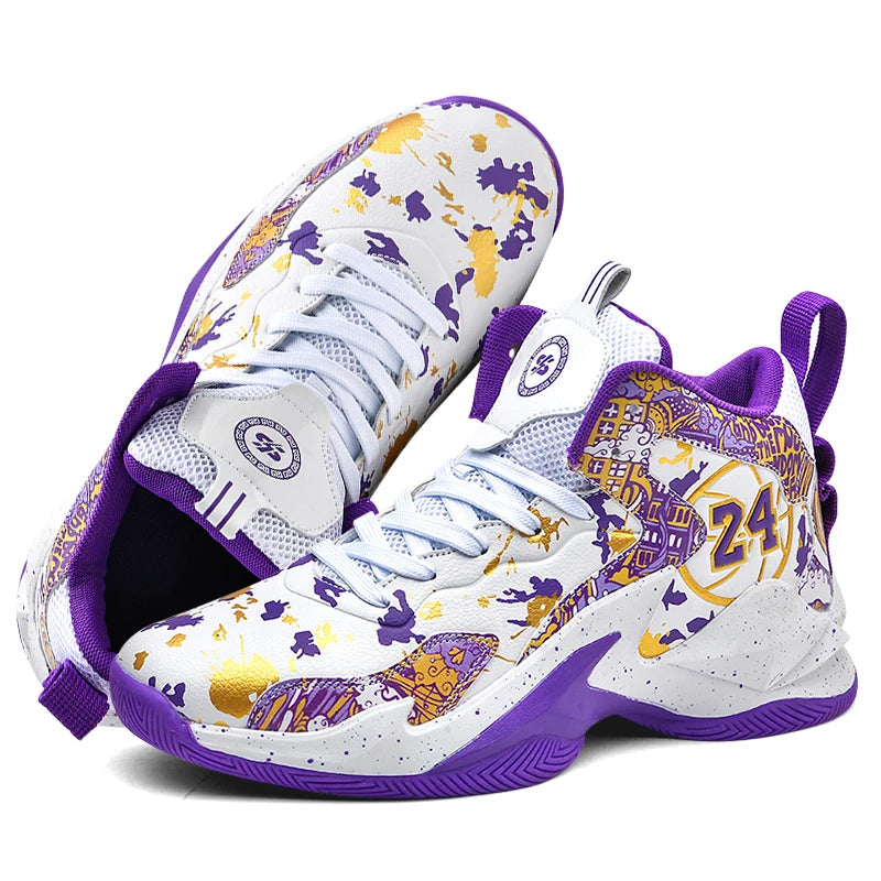 Men's Basketball No-Slip Breathable Fashion Graffiti Outdoor Shoes
