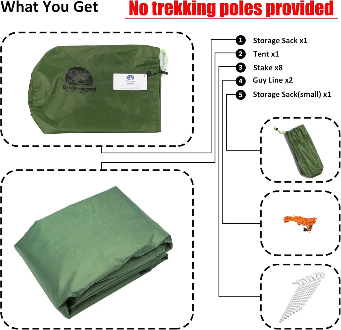 2-Person Trekking Pole Waterproof A-Frame Hiking Tent