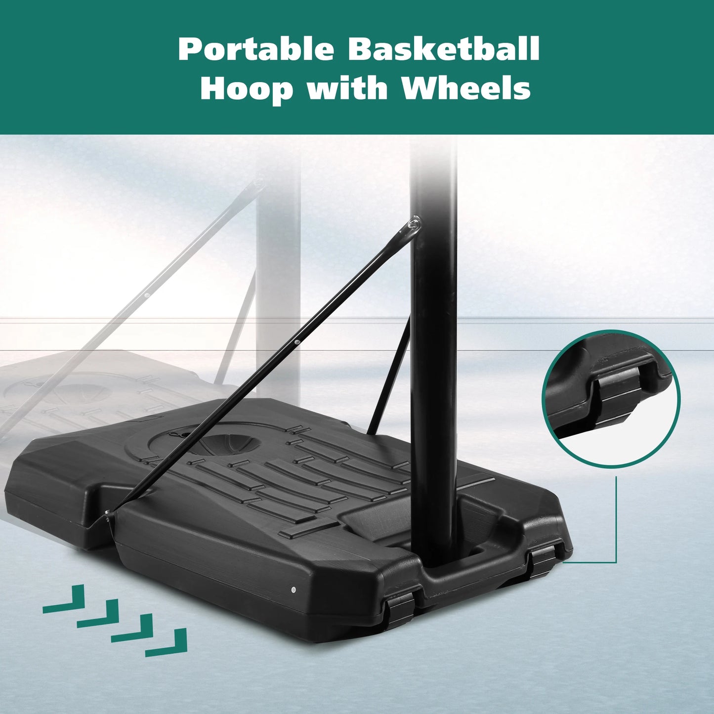 Portable Basketball 44 inch Goal System Adjustable 7 ft.-6 in./10 ft. Indoor/Outdoor