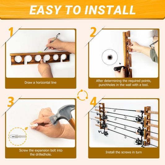 12 Pole Ceiling Mounted Fishing Rod Racks