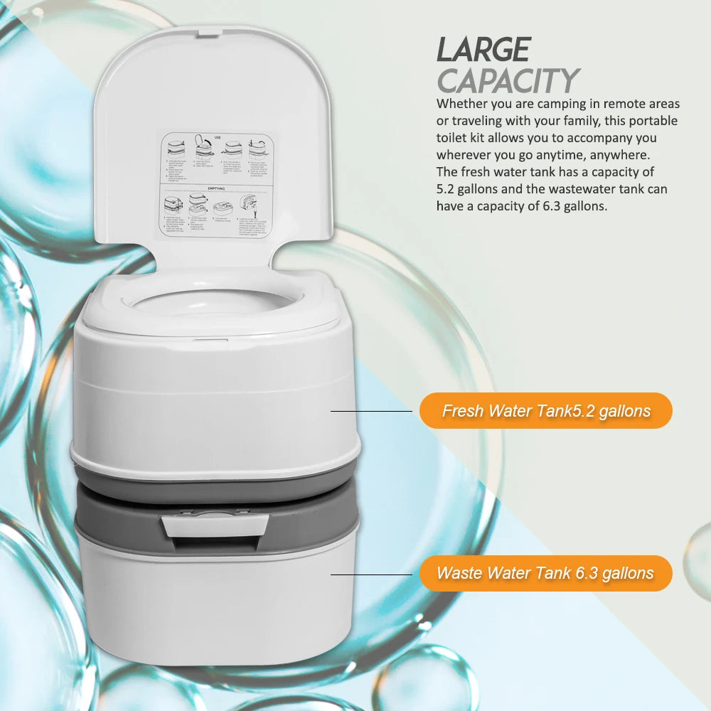 5.8 Gallon Portable Camping Toilet with Tissue Storage