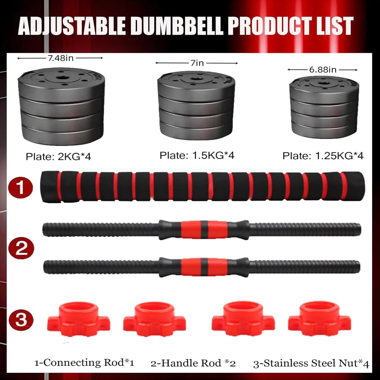 44bls Adjustable Dumbbell Set for Home Strength Training
