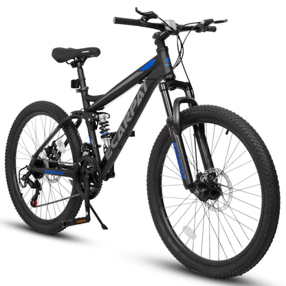 Dual Full Suspension Mountain Bike 24/26/27.5 Inch, 21-Speed