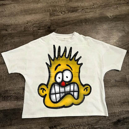 Chic American Anime Cartoon Cotton Men's Fashion Loose T-shirt
