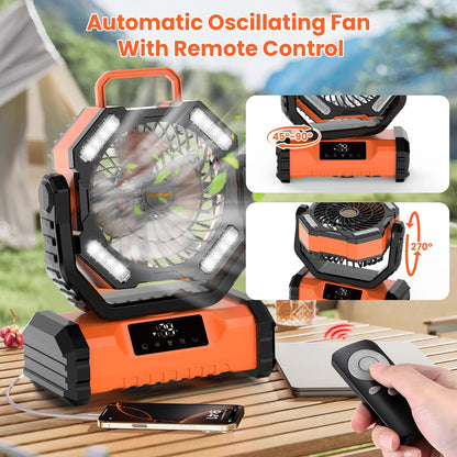 20000mAh 5-Speed Portable LED Torch Fan, USB Rechargeable
