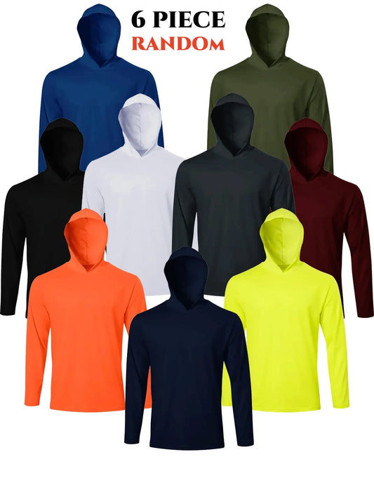 random 6-piece men's long sleeved moisture wicking hoodie
