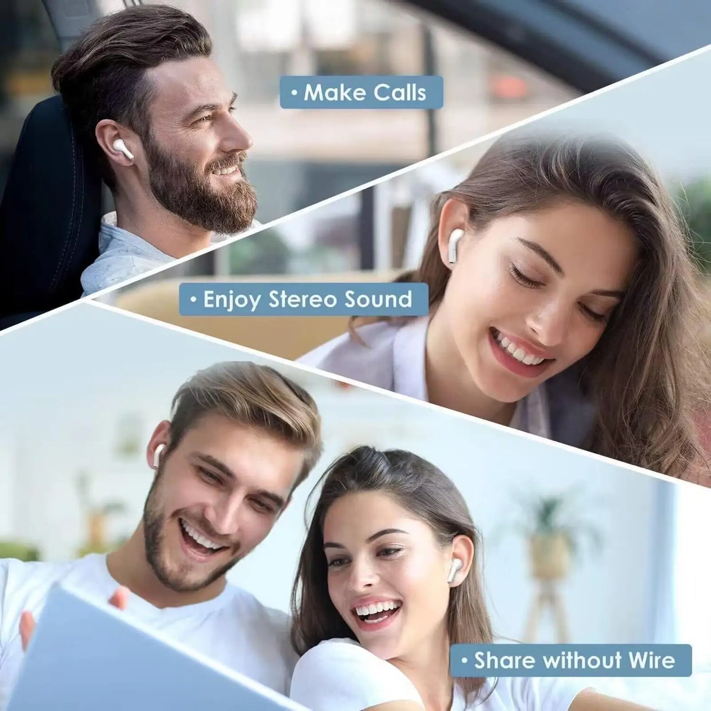 Wireless Bluetooth 5.4 Earphones, 3D Stereo USB-C Charging