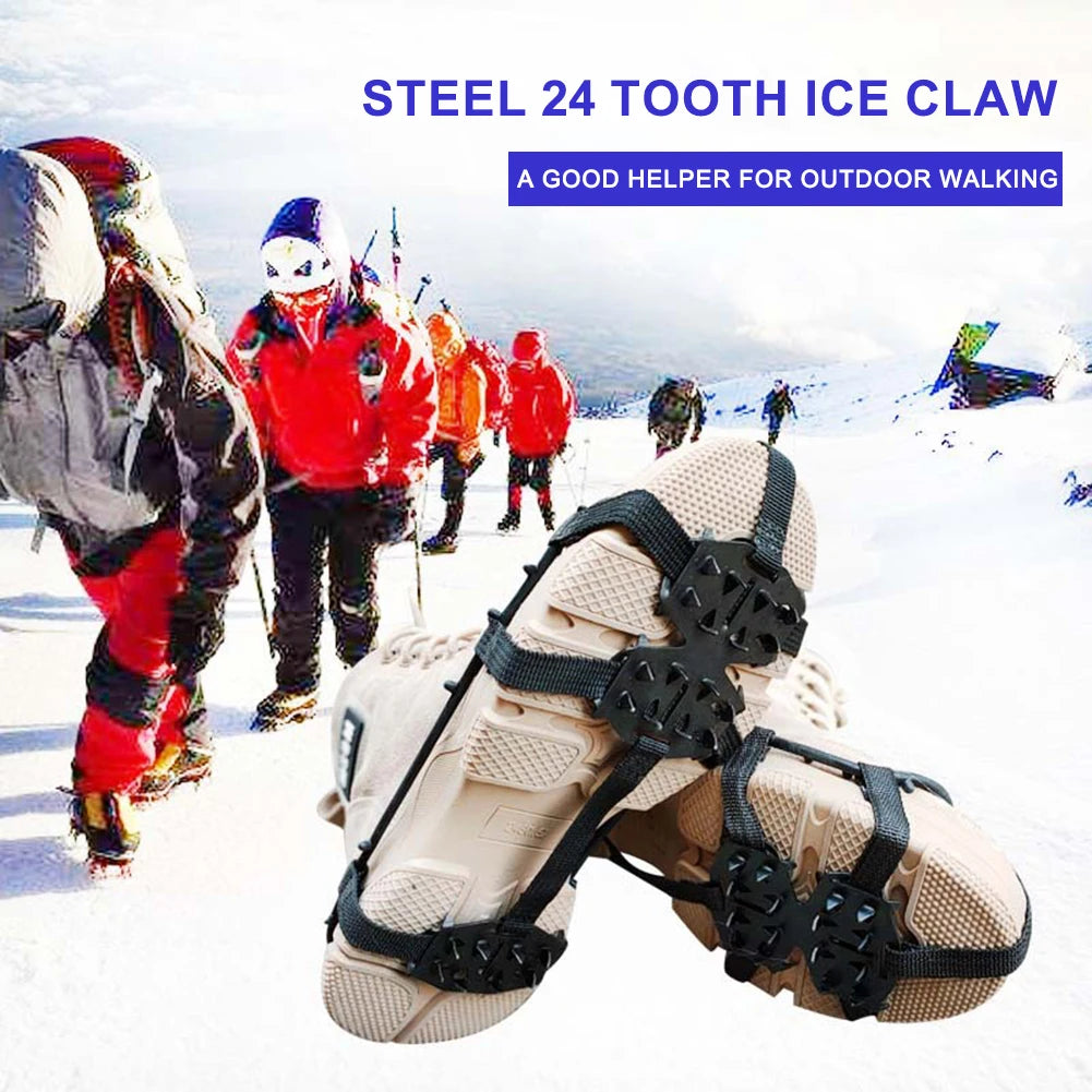 24 Teeth Crampons Anti-Slip Ice Gripper Shoe Covers