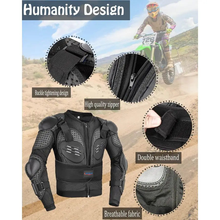 Motorcycle Skateboard Back Chest Elbow Armor Protection Jacket
