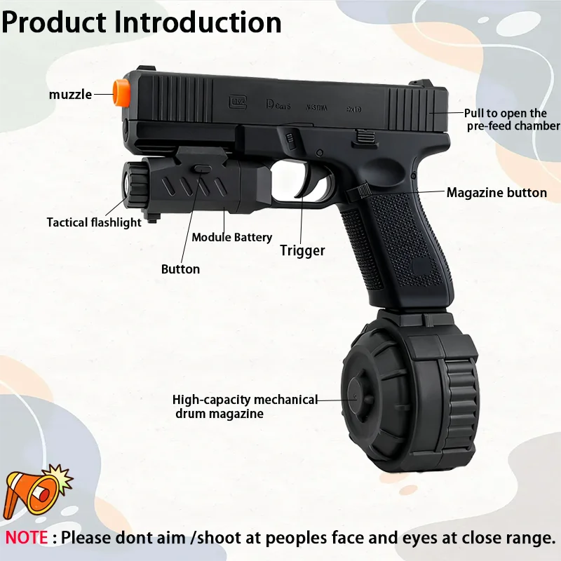 Electric ball blasting toy gun, rechargeable, for outdoors