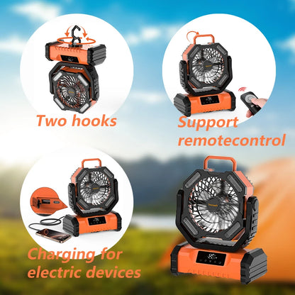 20000mAh 5-Speed Portable LED Torch Fan, USB Rechargeable