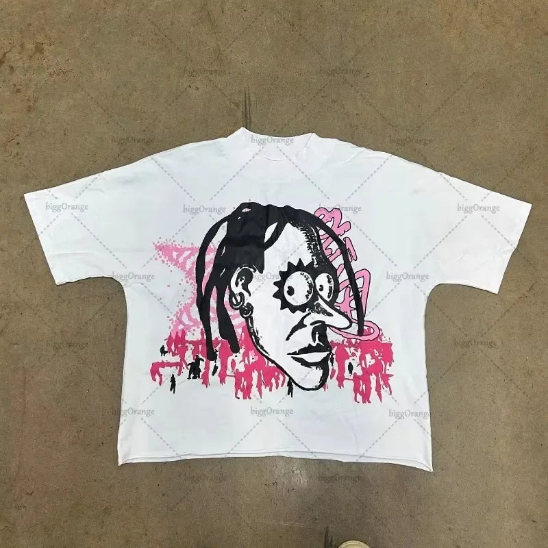 Chic American Anime Cartoon Cotton Men's Fashion Loose T-shirt
