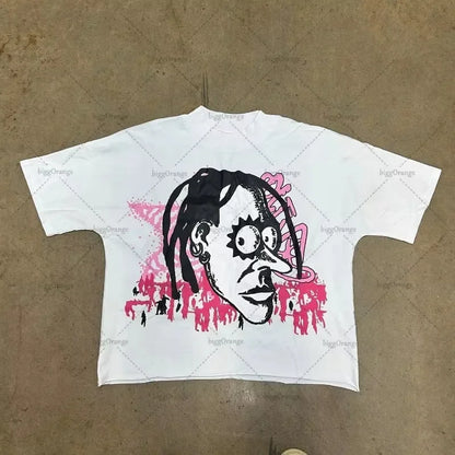 Chic American Anime Cartoon Cotton Men's Fashion Loose T-shirt