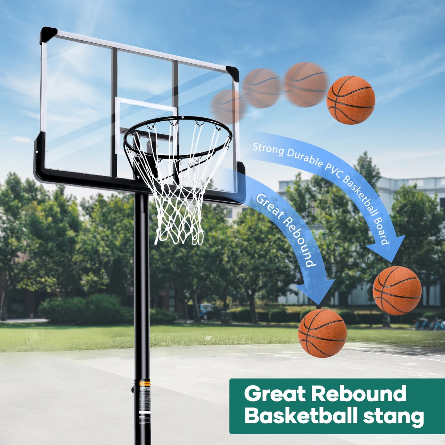 Portable Basketball 44 inch Goal System Adjustable 7 ft.-6 in./10 ft.  Indoor/Outdoor