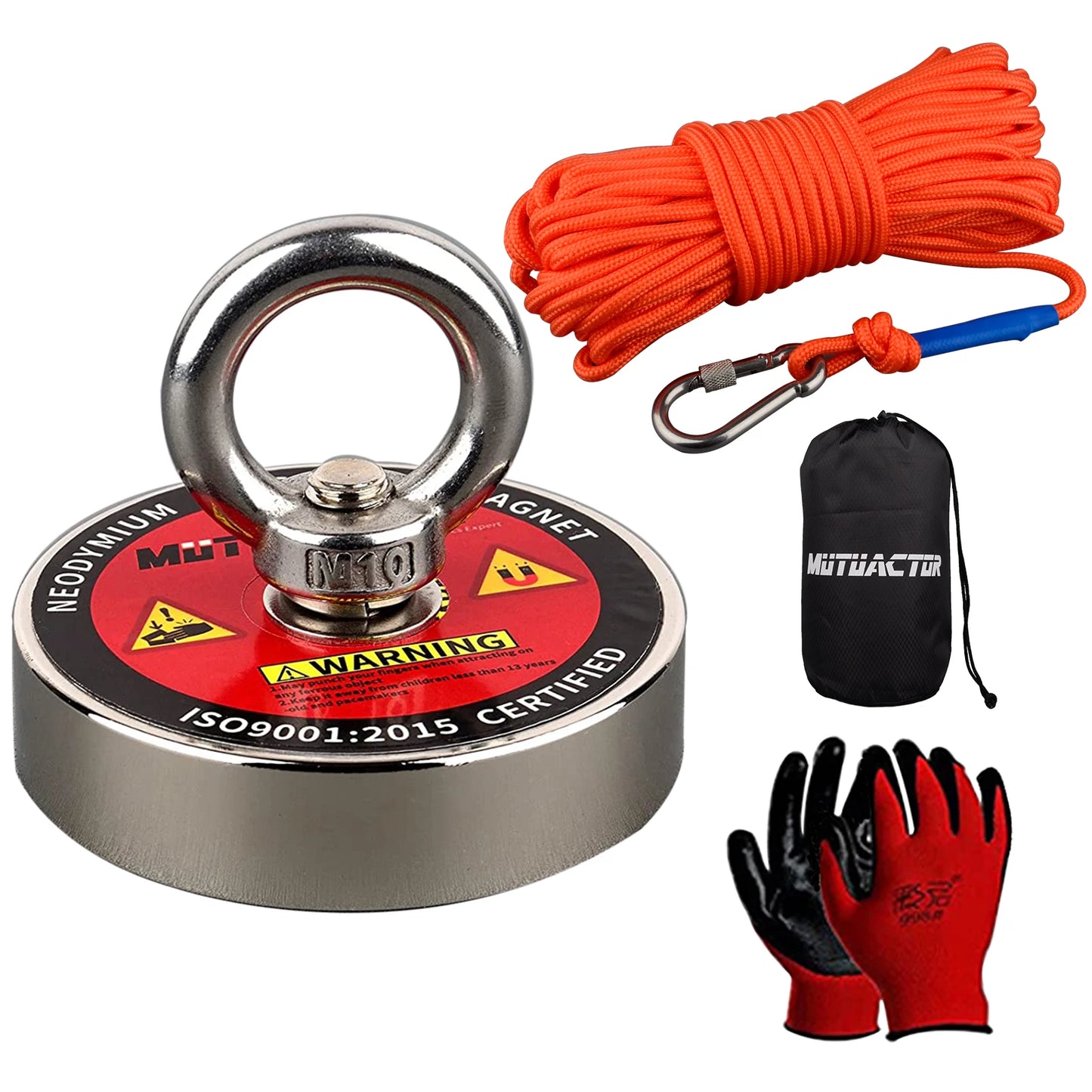 Fishing Magnet Kit 150KG/220KG Heavy Duty 49feet Rope Locking Carabiner