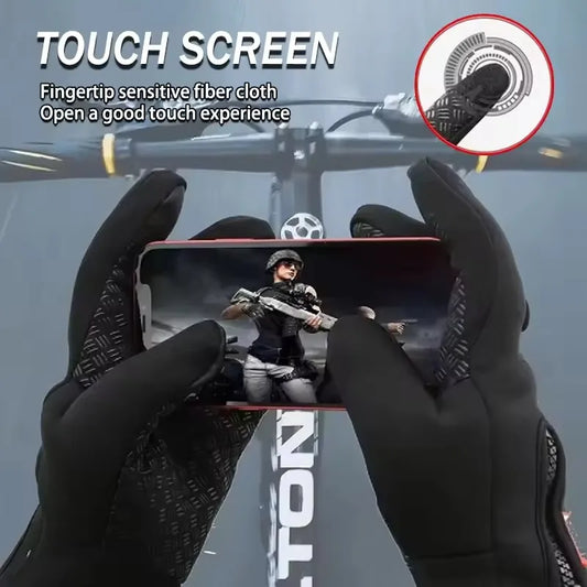 Winter Warm Cycling Gloves  Warm Touchscreen Full Finger Glove Waterproof Outdoor Bike Skiing Fishing Motorcycle Riding good