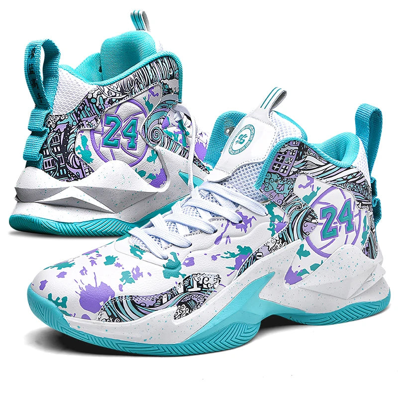 Men's Basketball No-Slip Breathable Fashion Graffiti Outdoor Shoes