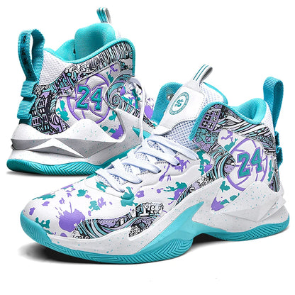 Men's Basketball No-Slip Breathable Fashion Graffiti Outdoor Shoes