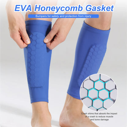 Soccer Shin Guards with Honeycomb Pads Lightweight Calf Protective