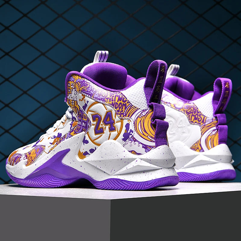 Men's Basketball No-Slip Breathable Fashion Graffiti Outdoor Shoes