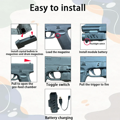 Electric ball blasting toy gun, rechargeable, for outdoors