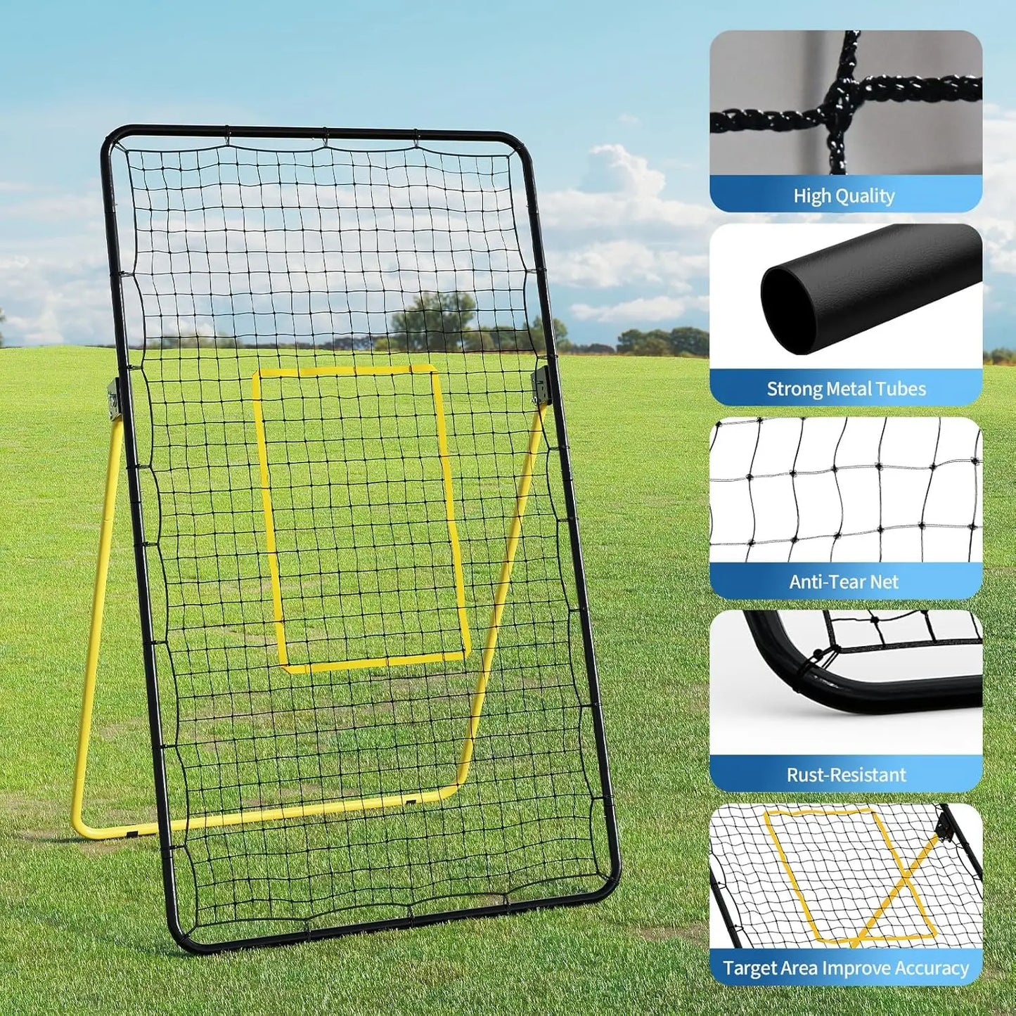 Volleyball Rebounder Net 7x4 Ft, Adjustable and Foldable,