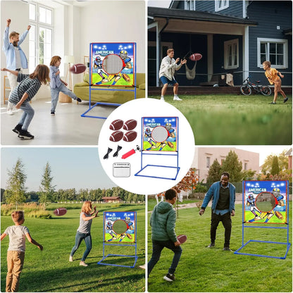 Football Toss Indoor Outdoor Target Games - 4 Inflatable Footballs