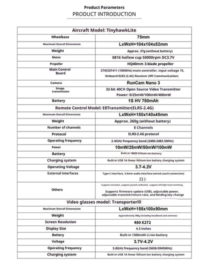 RC Quadcopter Racing Drone 75mm Frame 3 Cameras