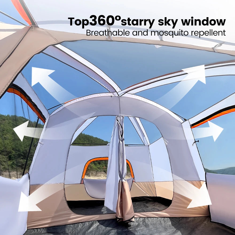 Large Family 8-12 Person 2 Room Windproof Tent