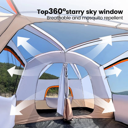 Large Family 8-12 Person 2 Room Windproof Tent