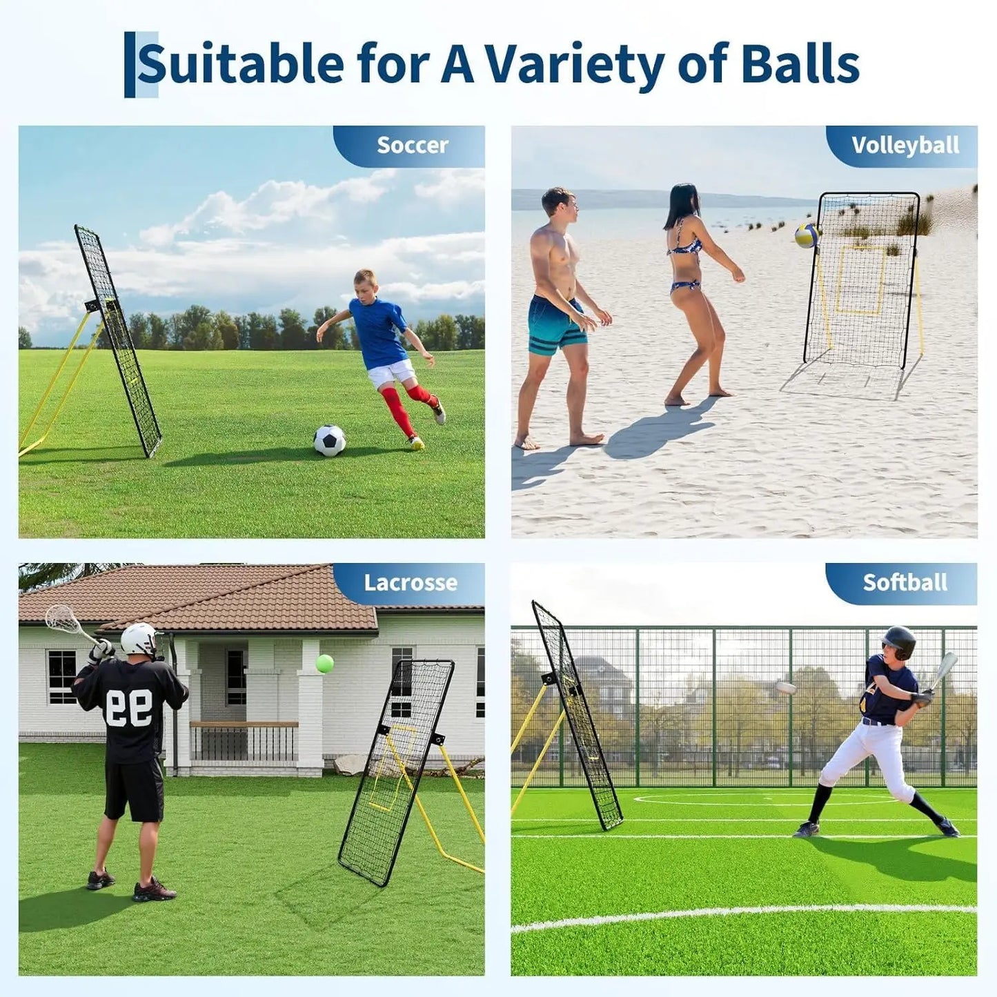 Volleyball Rebounder Net 7x4 Ft, Adjustable and Foldable,
