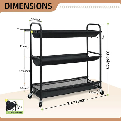3-Shelf Basketball Rack Gym Organizer Indoor Outdoor Equipment