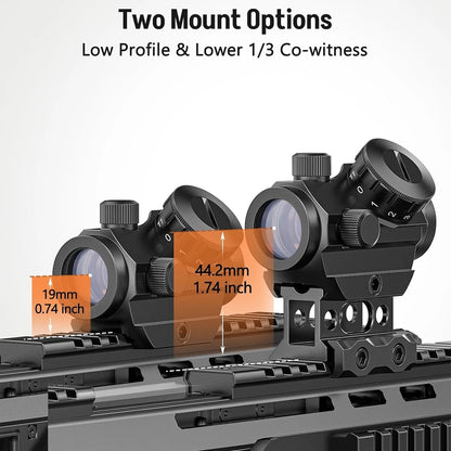 Sight 1x25mm Reflex Sight Scope with 1 inch Riser Mount