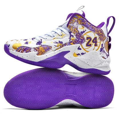 Men's Basketball No-Slip Breathable Fashion Graffiti Outdoor Shoes