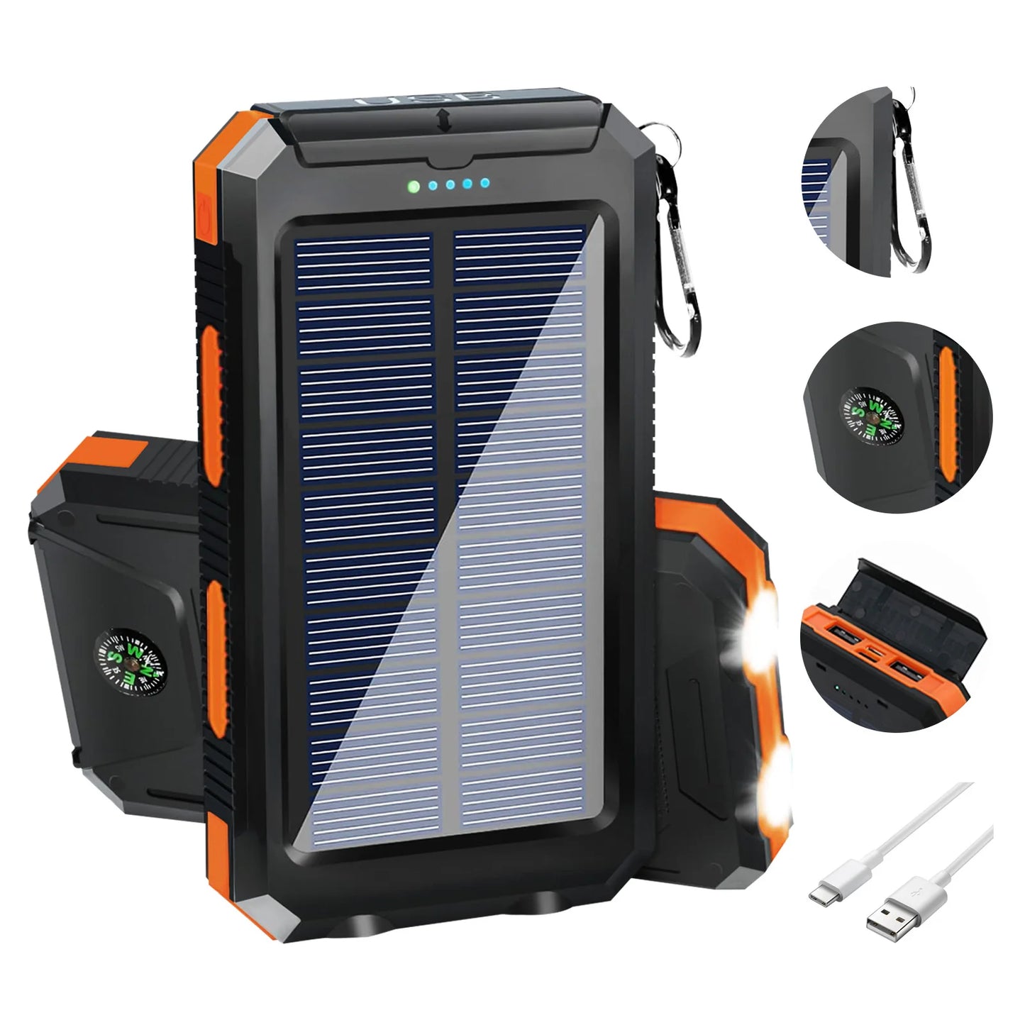 20000mAh Waterproof Solar Power Bank Portable Charger