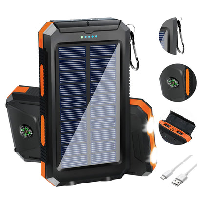 20000mAh Waterproof Solar Power Bank Portable Charger