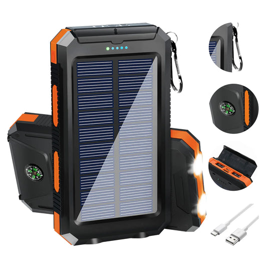 20000mAh Waterproof Solar Power Bank Portable Charger