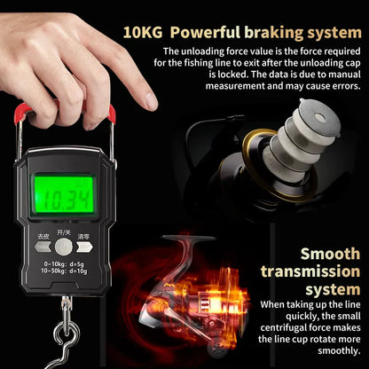 Two-Hand Rotating Fishing Reel, 5.2:1 Gear Ratio, 22.05lb Extraction, Aluminum Alloy Body