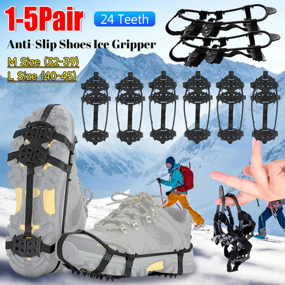 24 Teeth Crampons Anti-Slip Ice Gripper Shoe Covers