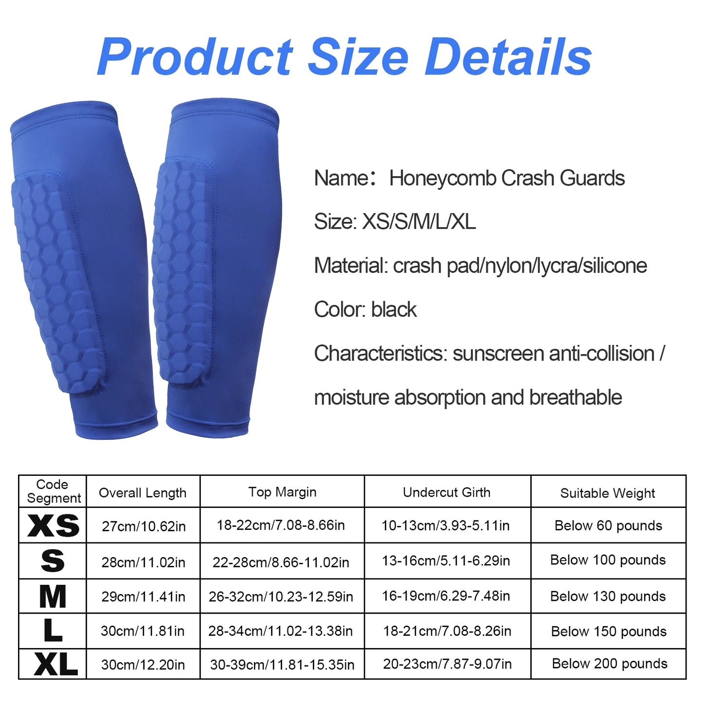 Soccer Shin Guards with Honeycomb Pads Lightweight Calf Protective