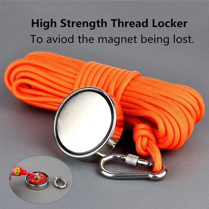 Fishing Magnet Kit 150KG/220KG Heavy Duty 49feet Rope Locking Carabiner
