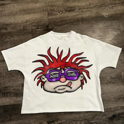 Chic American Anime Cartoon Cotton Men's Fashion Loose T-shirt