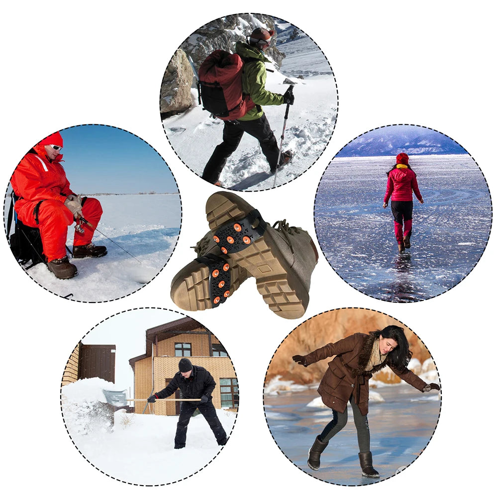 5-Stud Crampons Snow Claw Shoe Covers Chain Spikes