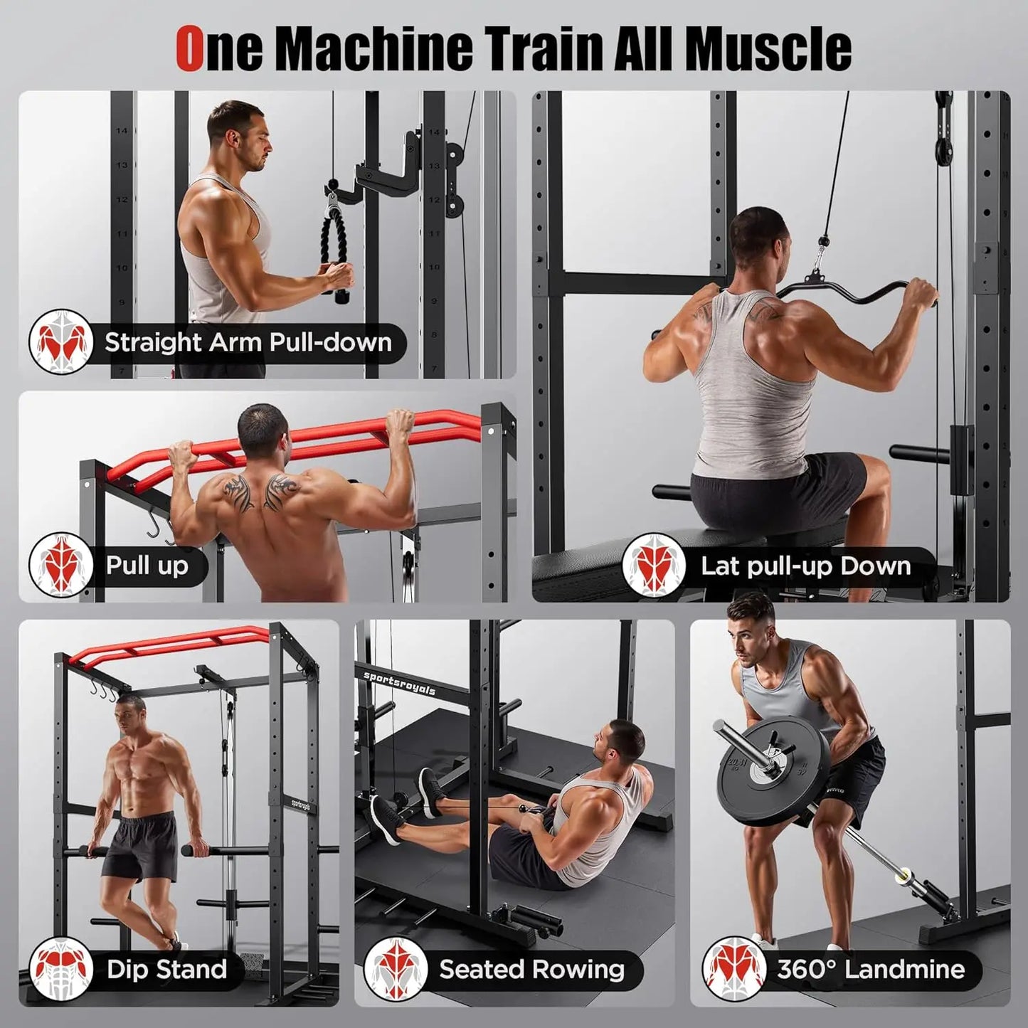 1600lbs Multi-Function Power Rack Home Gym