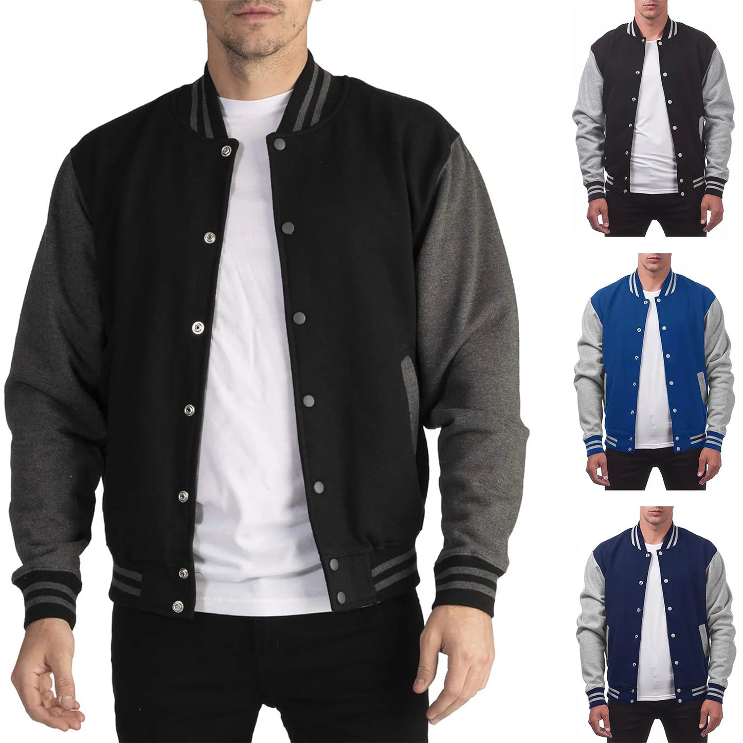 Baseball Jersey Bomber Men's Casual Plus Size Jacket