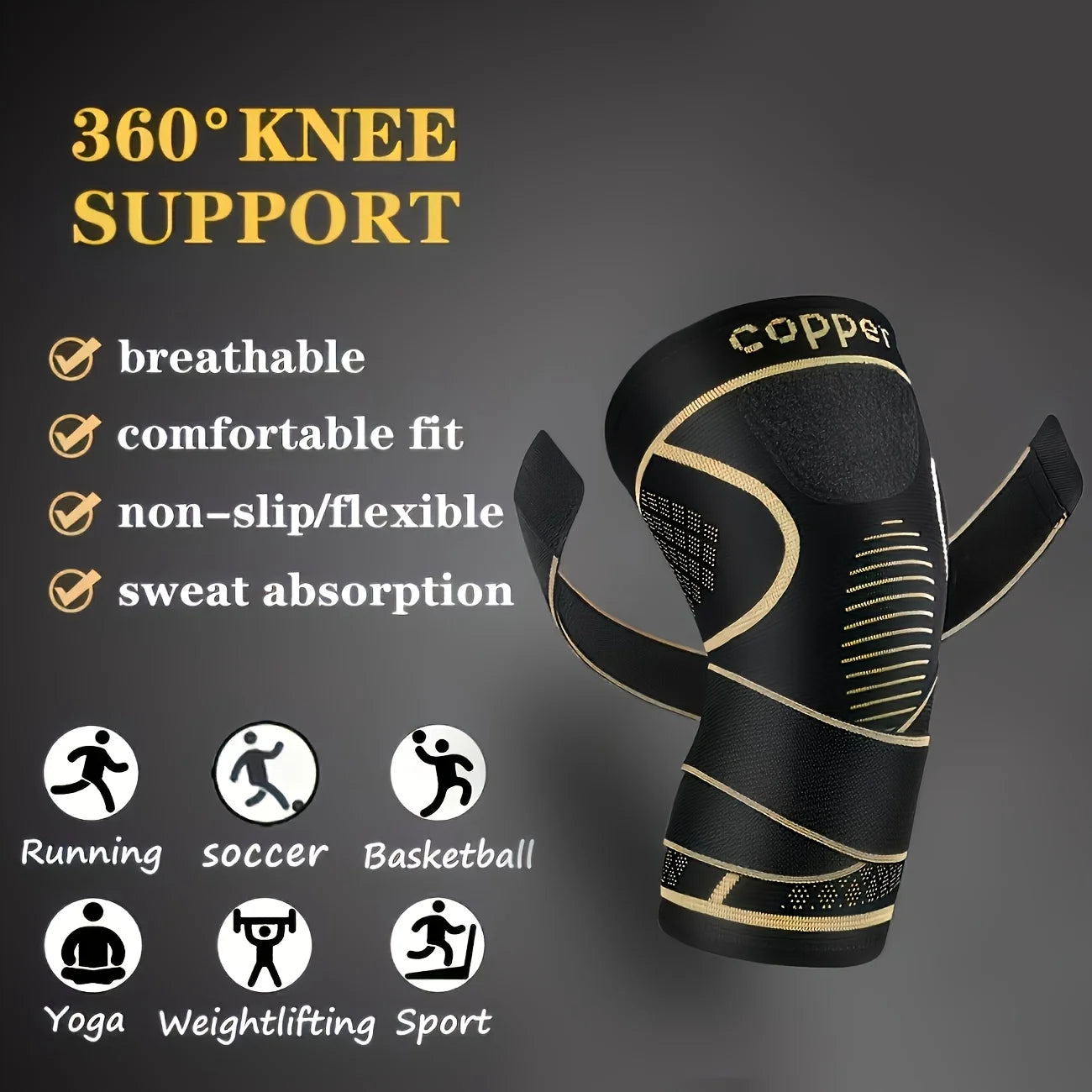 Copper Knee Sleeves with Two Straps