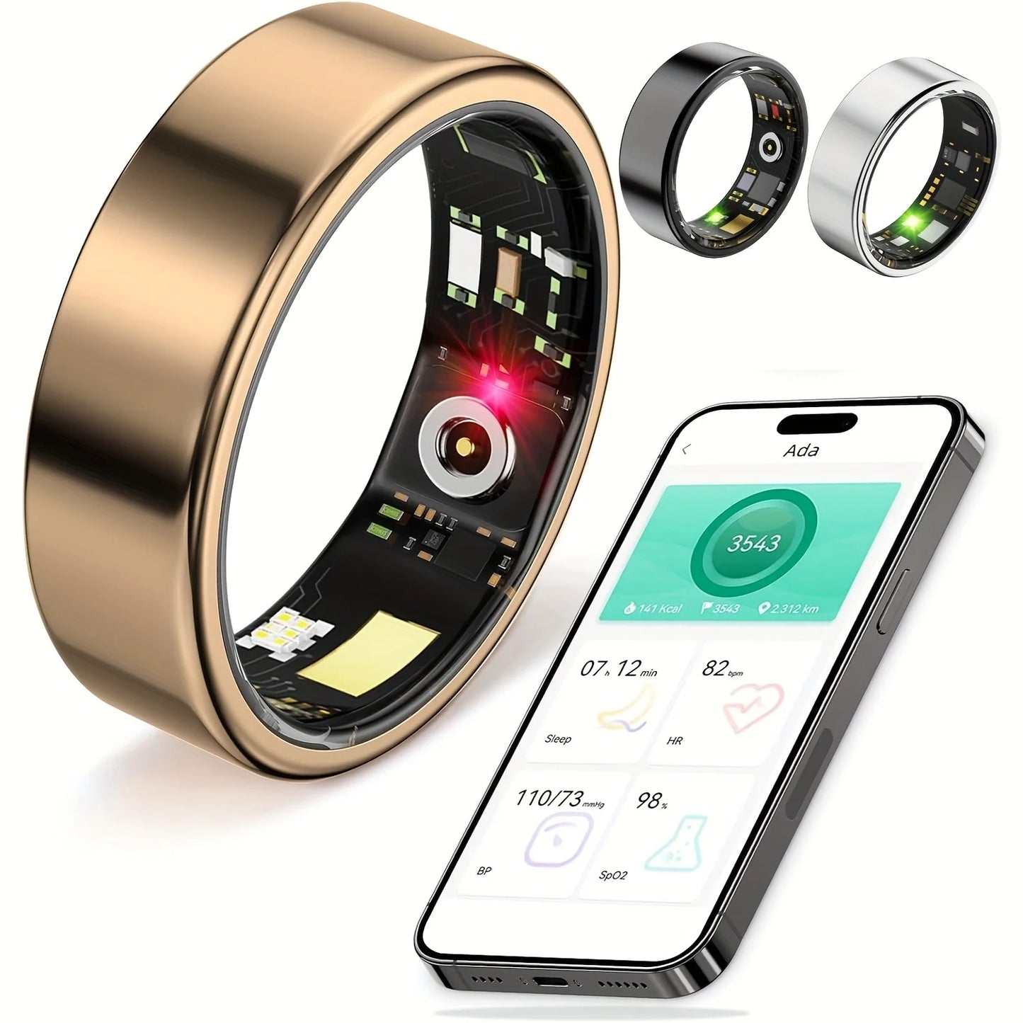 Smart ring, sleep and motion monitoring, iPhone/ Android compatible