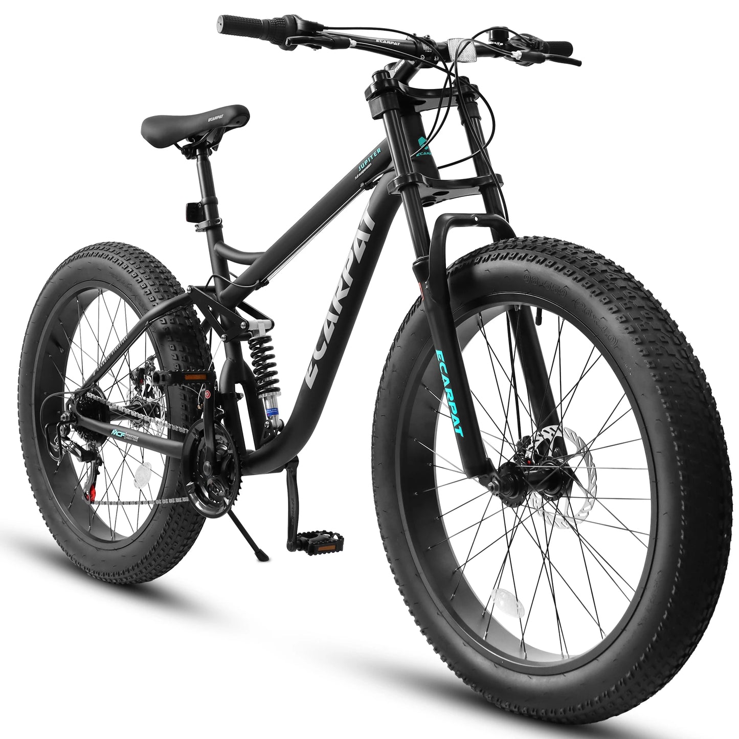 26"x4" Fat tire Mountain Bike, Full-Suspension 21 Speeds Disc-Brake