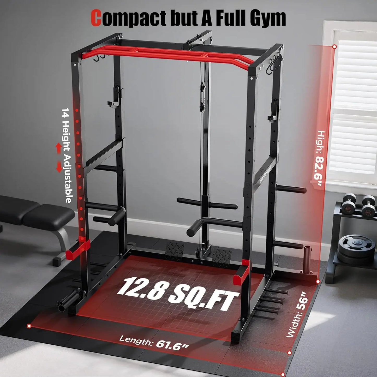 1600lbs Multi-Function Power Rack Home Gym