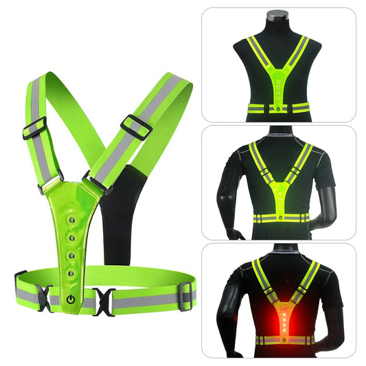 LED Cycling Running High Visibility Sports Vest Reflective Belt